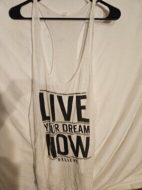 White Racerback Tank Top with Motivational Print